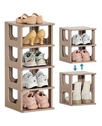 Shoe Organizer For Closet, Fits 16 Pairs, Large Shoe Box Storage  Containers, Clear Foldable Shoe Storage Bins W/bottom Support, Space Saving  Shoes Hol