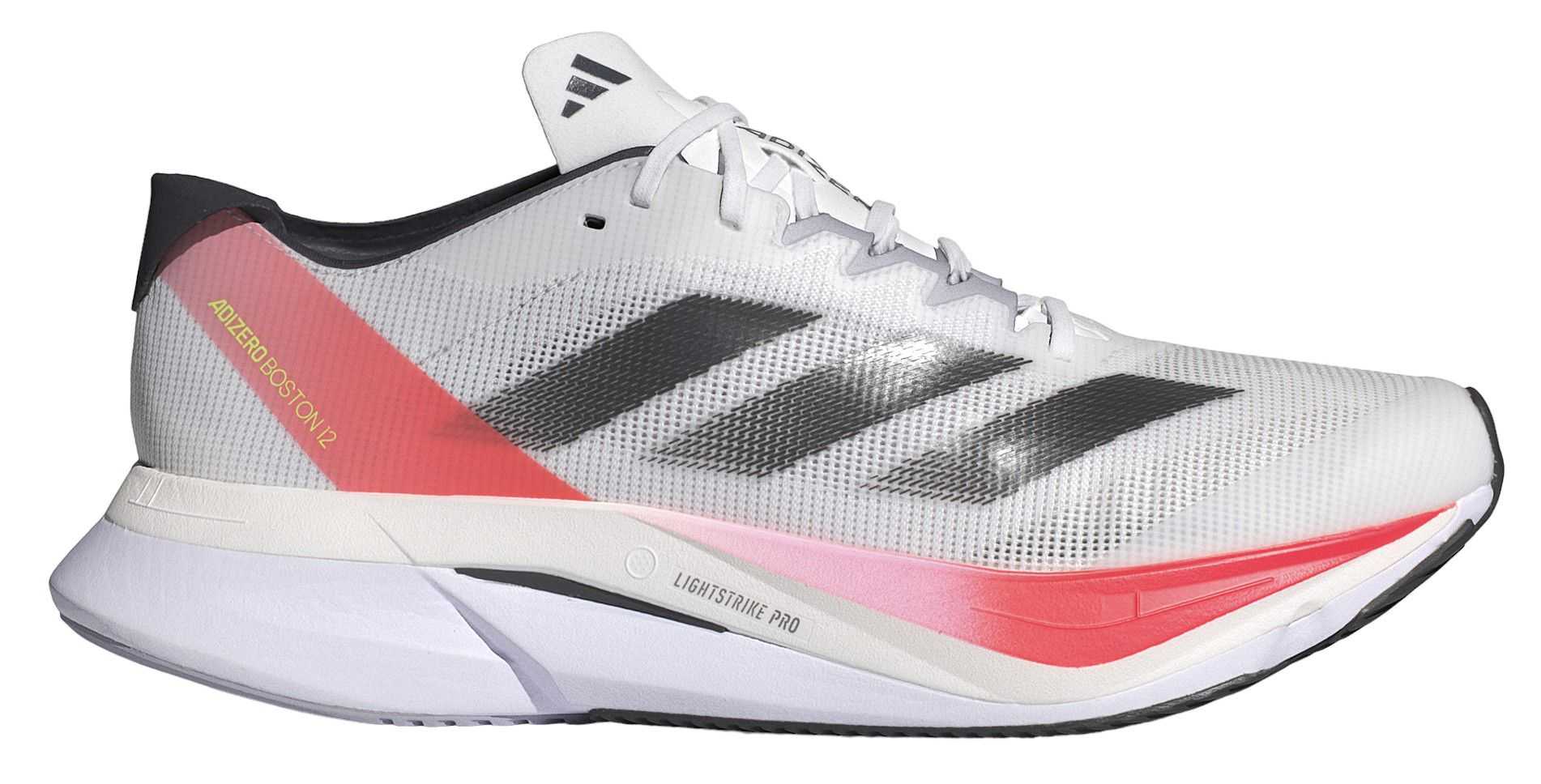 adidas Men's Adizero Boston 12 Running Shoes, Size 9.5, White/Solar Red