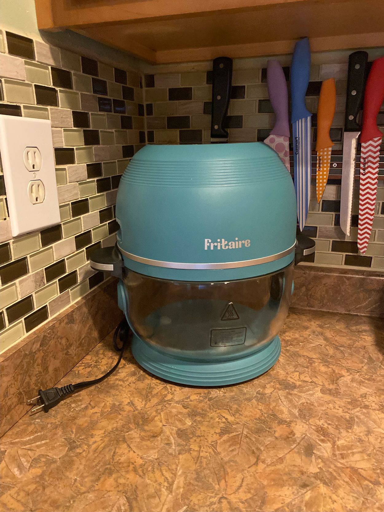 Fritaire Self-Cleaning Glass Bowl Air Fryer, 5-Qt, Green