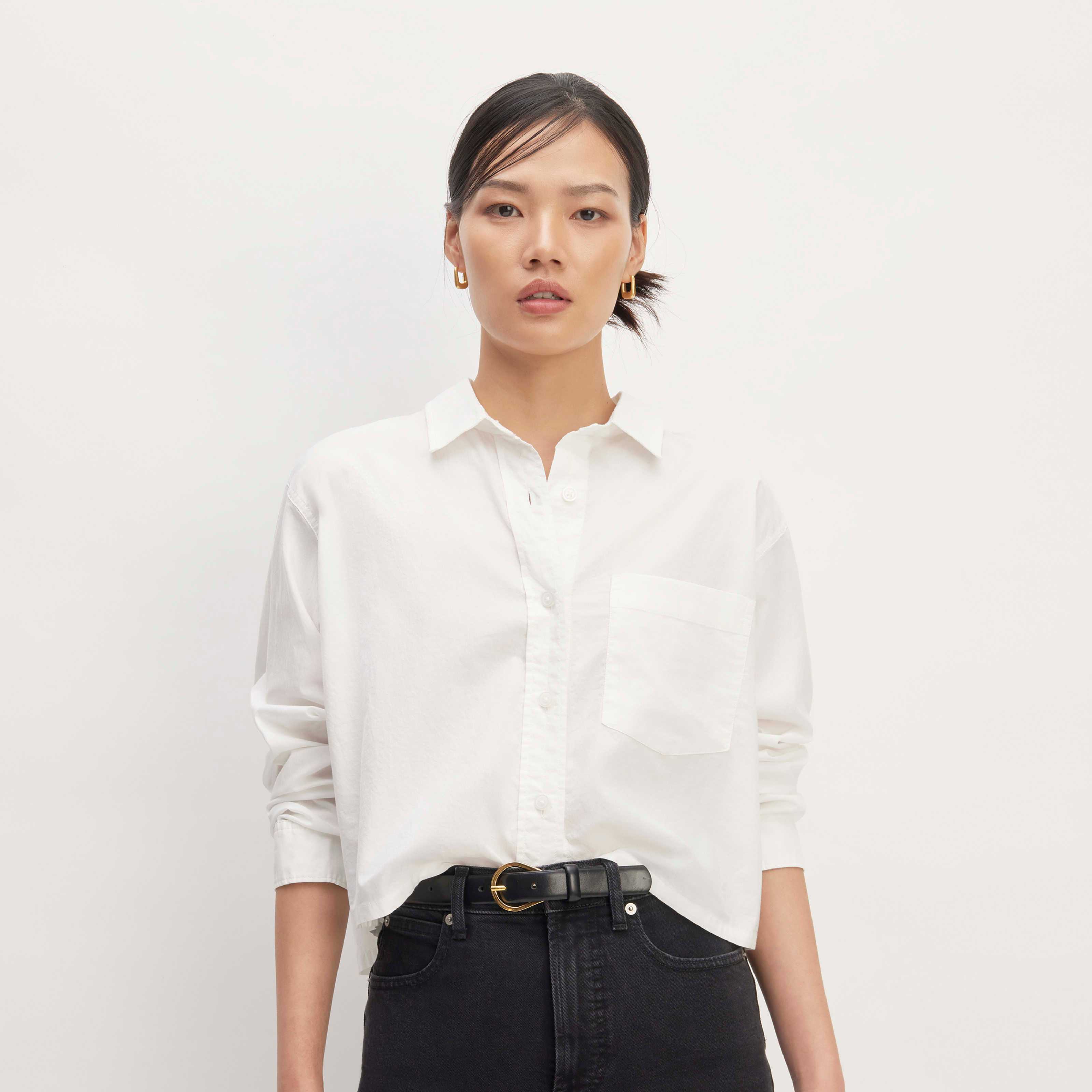 Women's Silky Cotton Way-Short Shirt by Everlane in White, Size M