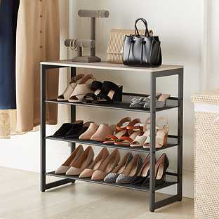 The Container Store 3-Tier Entryway Shoe Storage with Wood Top