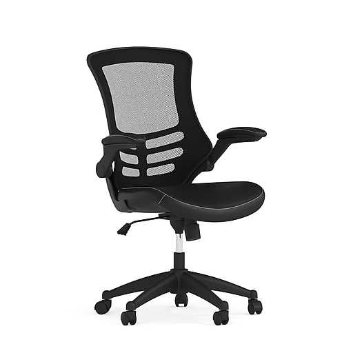 Flash Furniture Kelista Ergonomic LeatherSoft/Mesh Swivel Mid-Back Task Office Chair, Black (BLX5MLEA)