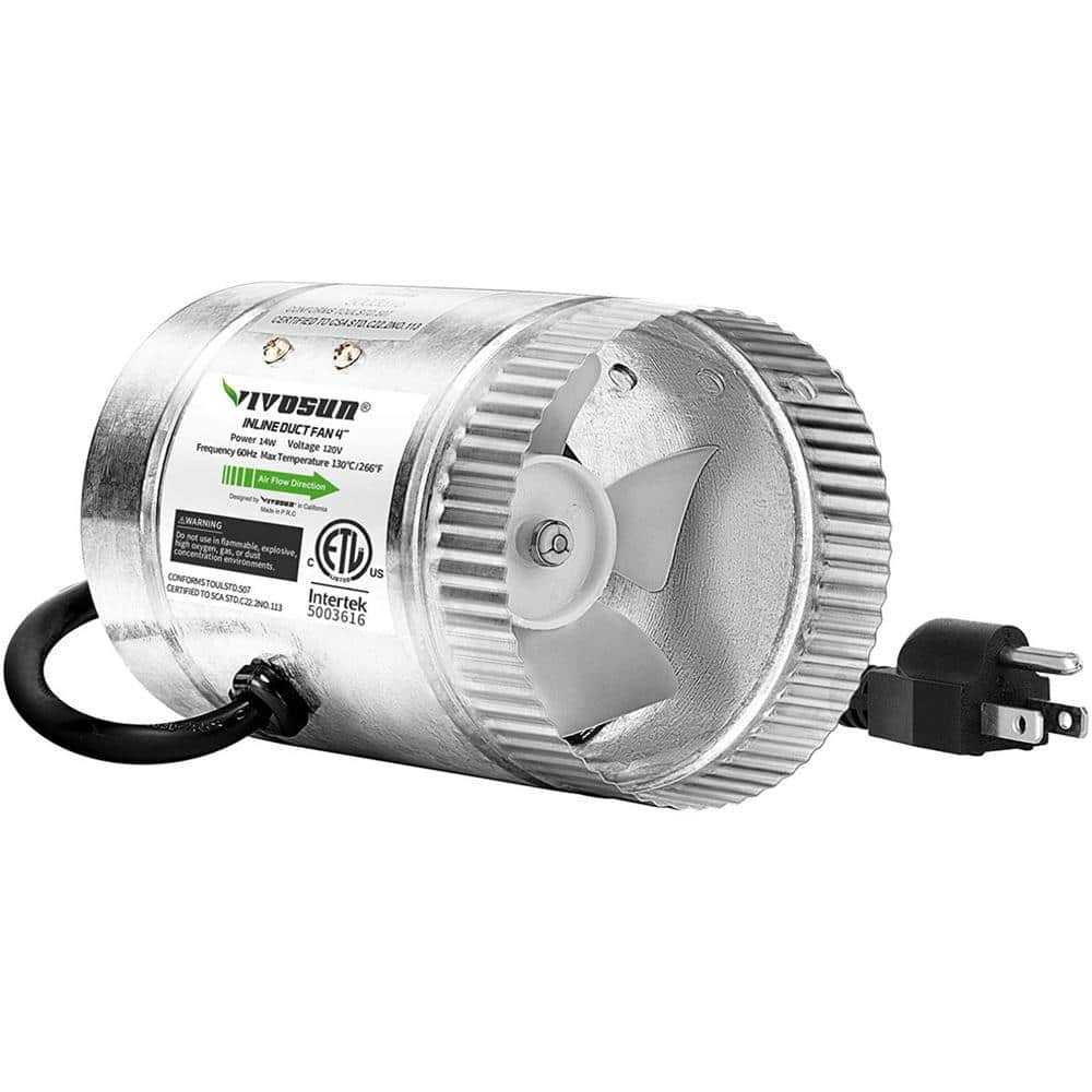 VIVOSUN 4 in. 100 CFM Inline Duct Fan with 5.5 ft. Grounded Power Cord