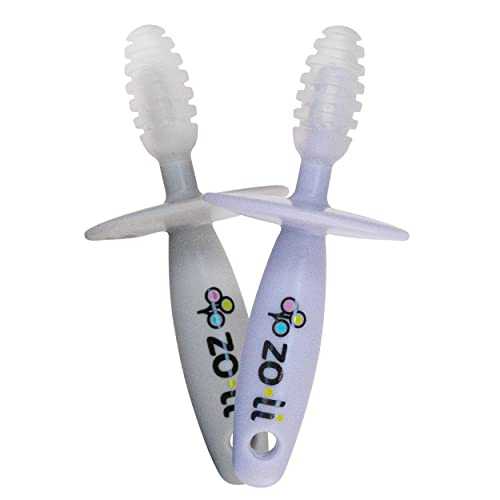 ZoLi Chubby Gummy teether | 2 Pack Baby Teething Relief - Lilac/Grey, BPA Free Teething Stick