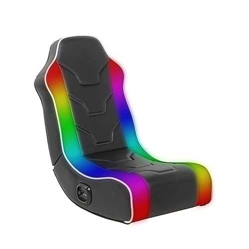 X Rocker Chimera RGB LED Floor Rocker Gaming Chair for Kids, Youth Aged 5-9, Built in Audio System, Foldable, 5110101, 29.1 x 16.5 x 26.7", Black