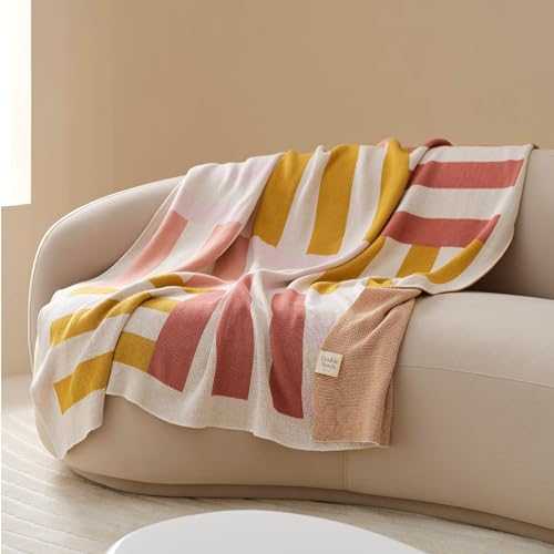 Double Stitch by Bedsure Throw Blanket for Couch - Featured in Popular Science, Premium BCI-Certified Cotton Blanket, Soft & Luxurious Intarsia Knit Throw Blanket, 50" x 60", Sunrise Blush