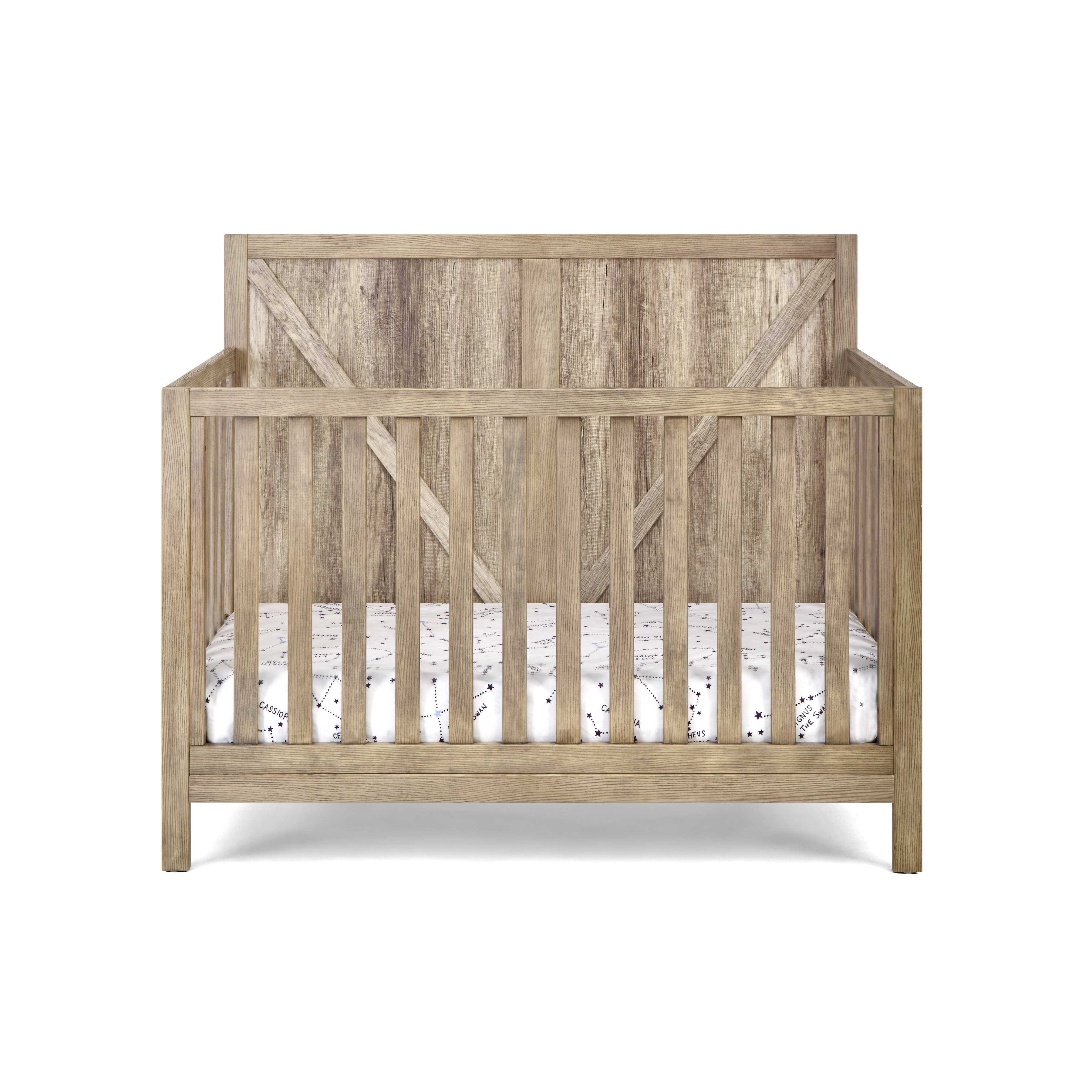 Suite Bebe Washed Gray Barnside 4-in-1 Convertible Crib