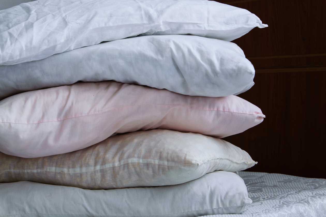 Pile of old pillows that need to be replaced