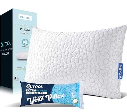 Shredded Memory Foam Pillows for Sleeping, King Size Pillow, Cooling Gel Pillows for Hot Sleepers Luxury Bed Pillow for Side and Back Sleeper, Soft yet Support Adjustable Pillow with Extra Fill