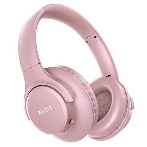 KVIDIO Bluetooth Headphones Over Ear, 65 Hours Playtime Wireless Headphones with Microphone,Foldable Lightweight Headset with Bass and Stereo Sound