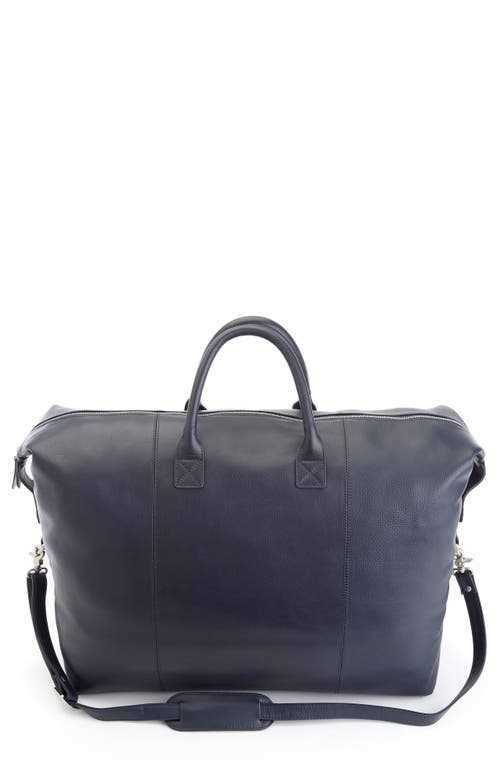 ROYCE New York Weekender Leather Duffle Bag in Navy Blue at Nordstrom