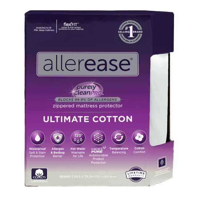 AllerEase Ultimate Cotton Allergy Relief Zippered Mattress Protector