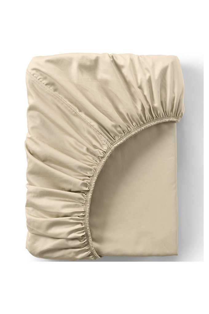 400 Thread Count Premium Supima Cotton No Iron Sateen Fitted Bed Sheet - Lands' End - Tan - Q