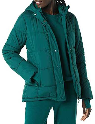 Amazon Essentials Women's Heavyweight Long-Sleeve Hooded Puffer Coat (Available in Plus Size), Dark Green, Medium