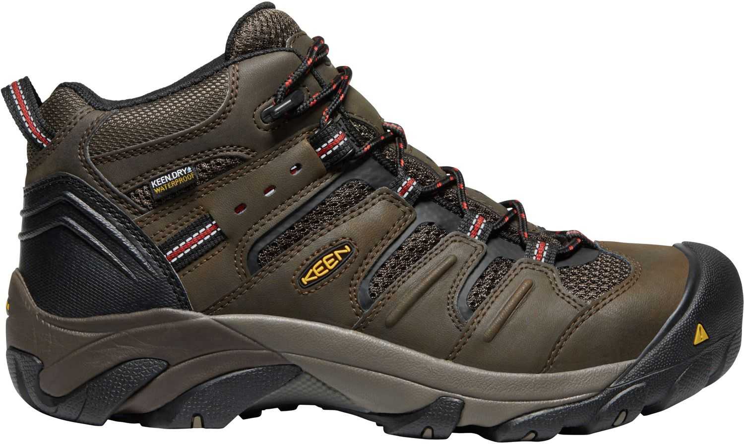 KEEN Men's Lansing Mid Waterproof Steel Toe Work Boots, Size 10, Cascade Brown