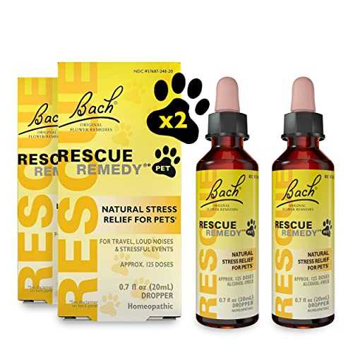 Bach RESCUE Remedy PET Dropper 20mL, Natural Stress Relief, Calming for Dogs, Cats, & Other Pets, Homeopathic Flower Essence, Thunder, Fireworks & Travel, Separation, Sedative-Free, 2-Pack