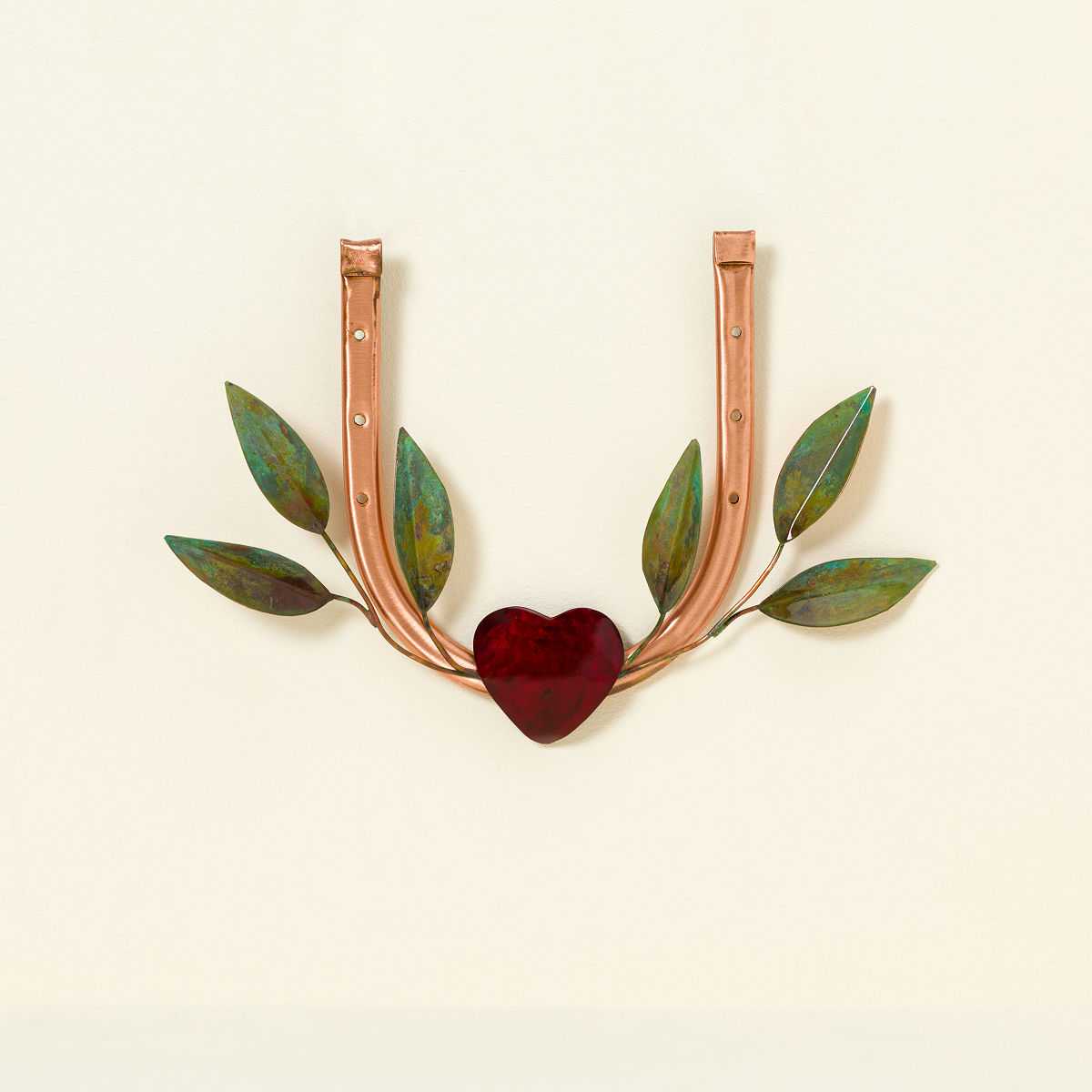 Copper Heart Horseshoe Art