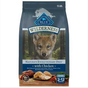 Blue Buffalo Wilderness Puppy High Protein Natural Chicken & Wholesome Grains Dry Dog Food, 13-lb bag