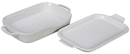 Le Creuset Stoneware Rectangular Dish with Platter Lid, 14 3/4" X 9", White