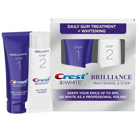 Crest 3D White Brilliance + Whitening Two-Step Toothpaste Mint 4.0 oz and 2.3 oz