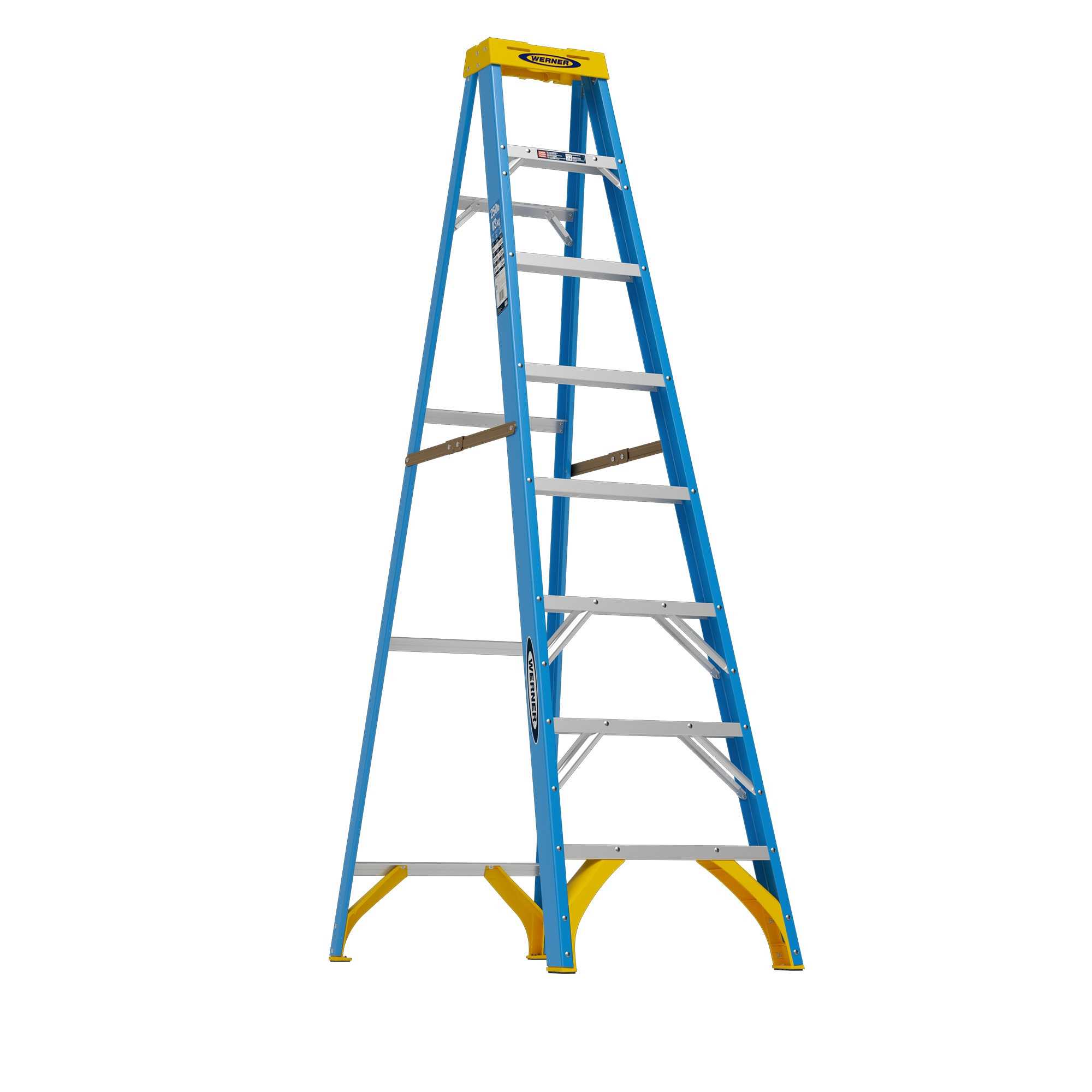 Werner FS100 8-ft Fiberglass Type 1-250-lb Load Capacity Step Ladder in Blue | FS108