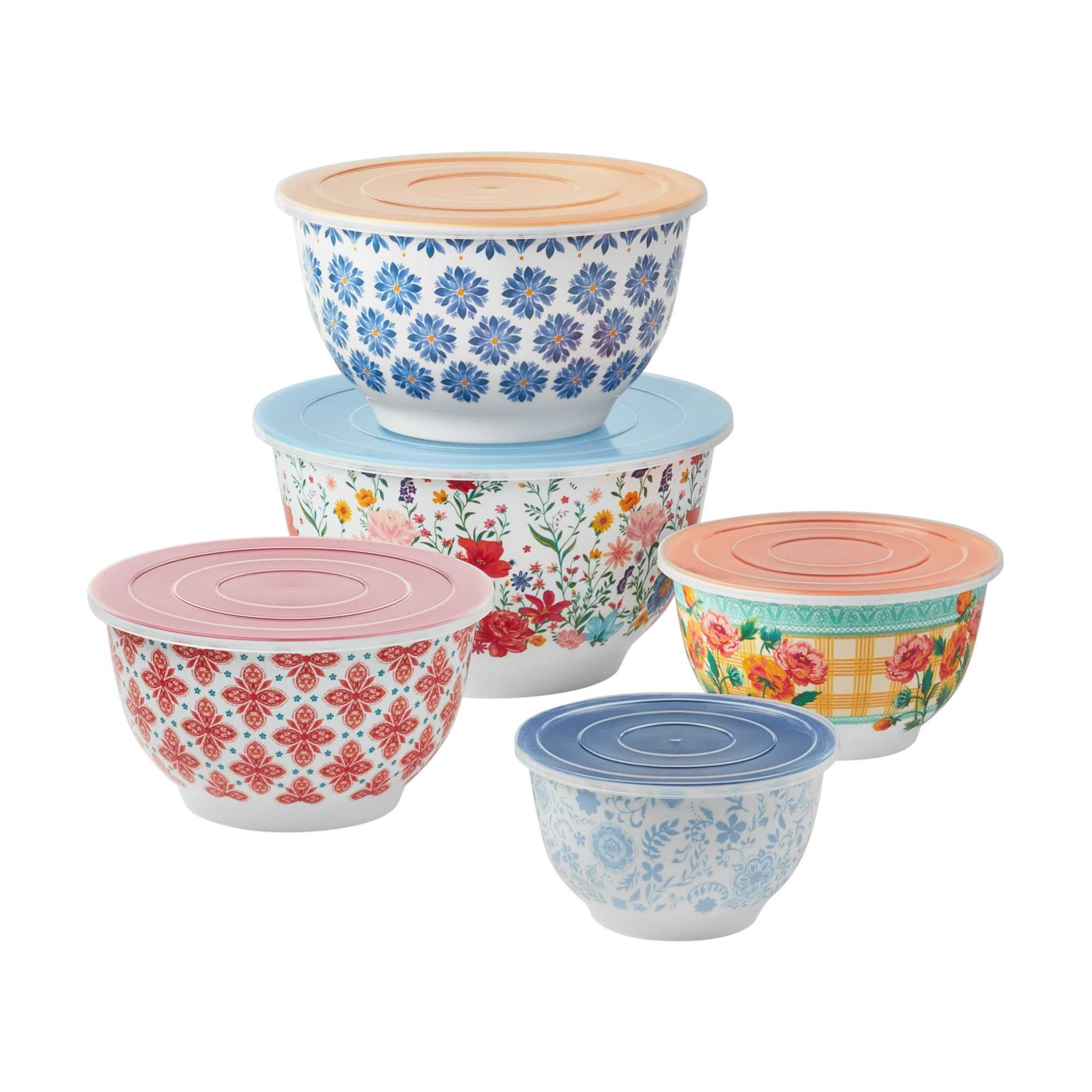 The Pioneer Woman Brilliant Blooms 10-Piece Melamine Bowl Set