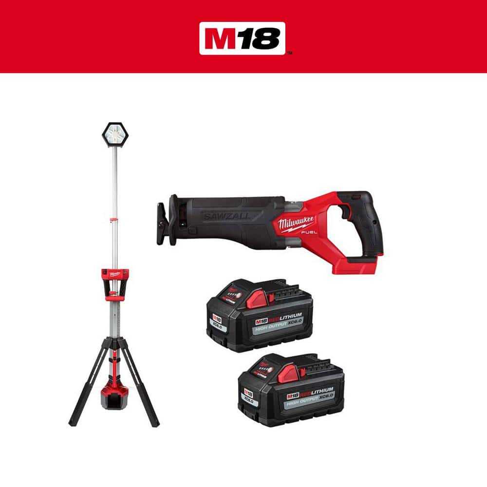 Milwaukee 18V Gen-2 Cordless Sawzall with Tower Light and Batteries