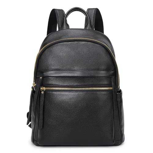 Kattee Genuine Leather Backpack Purse for Women Multi-functional Elegant Daypack Soft Leather Shoulder Bag Office, Shopping, Trip - Black