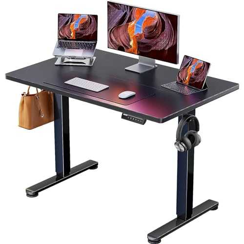 ErGear Height Adjustable Electric Standing Desk, 40 x 24 Inches Sit Stand up Desk, Small Memory Computer Home Office Desk (Black)