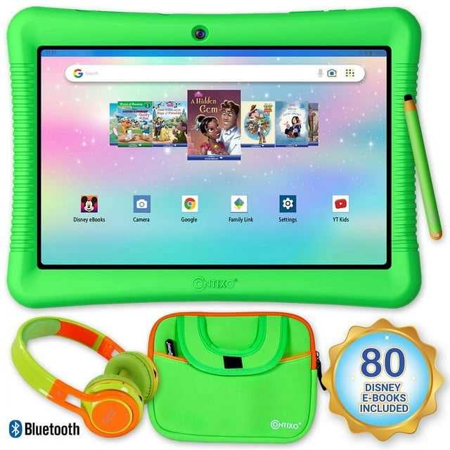 Contixo K102 10” Kids Tablet, Wireless Headphones and Tablet Bag