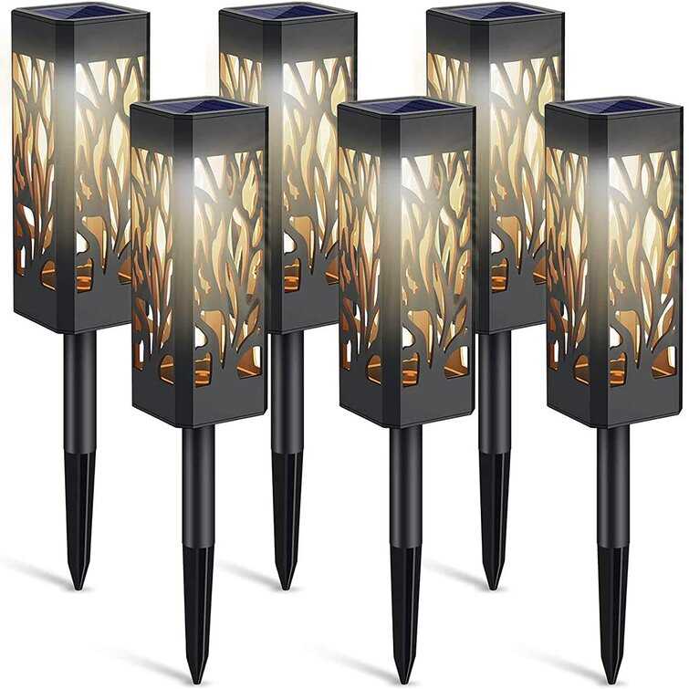 Black Low Voltage Solar Powered Integrated LED Pathway Light Pack (Set of 6)