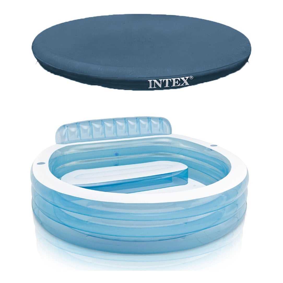Intex 88-in L x 85-in W Blue Round Kiddie Pool | 127029