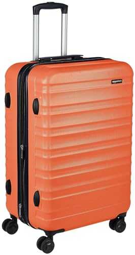 Amazon Basics Expandable Hardside Luggage, 24-inch Suitcase with Four Spinner Wheels and Scratch-Resistant Surface, Orange