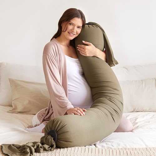 bbhugme Adjustable Pregnancy Pillow – Full Body Support for Side Sleeping - Adjustable Firmness and Shape - Supports Back, Legs, Belly, HIPS for Pregnant Women - Removable Cover - Dusty Olive