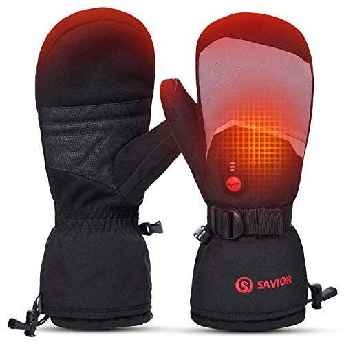 Heated Ski Gloves, Heated Mittens for Men Women,7.4V Rechargeable Battery Gloves for Skiing Hiking