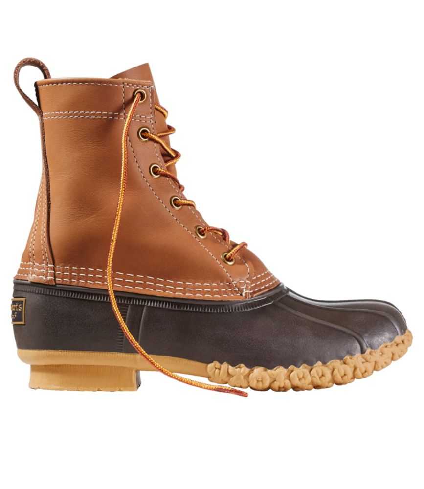 Women's Bean Duck Boots, 8" Tan/Brown 10 N(AA), Leather/Rubber L.L.Bean