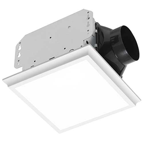 Homewerks 7141-110-G4 Bathroom Fan Integrated LED Light Ceiling Mount Exhaust Ventilation Whisper Quiet 2.0 Sones 110 CFM, White