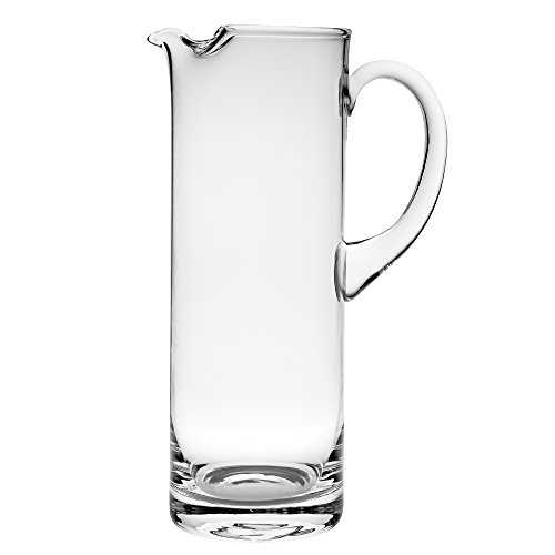 Glass Pitcher with handle Straight Sided, Handmade, With Spout, Ice Lip, 50 oz. 11" H, by Barski Made in Europe