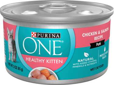 Purina ONE Grain Free Natural Pate Healthy Kitten Chicken & Salmon Recipe Wet Kitten Food