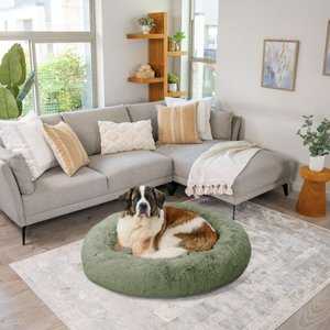Best Friends by Sheri The Original Calming Shag Fur Donut Cuddler Cat & Dog Bed, Sage, X-Large
