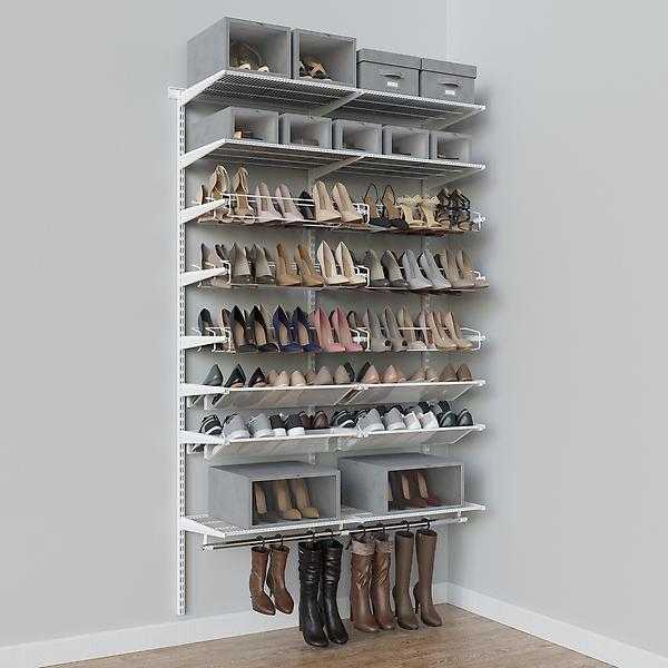 The Container Store Elfa Classic 4’ Shoe Wall Solution