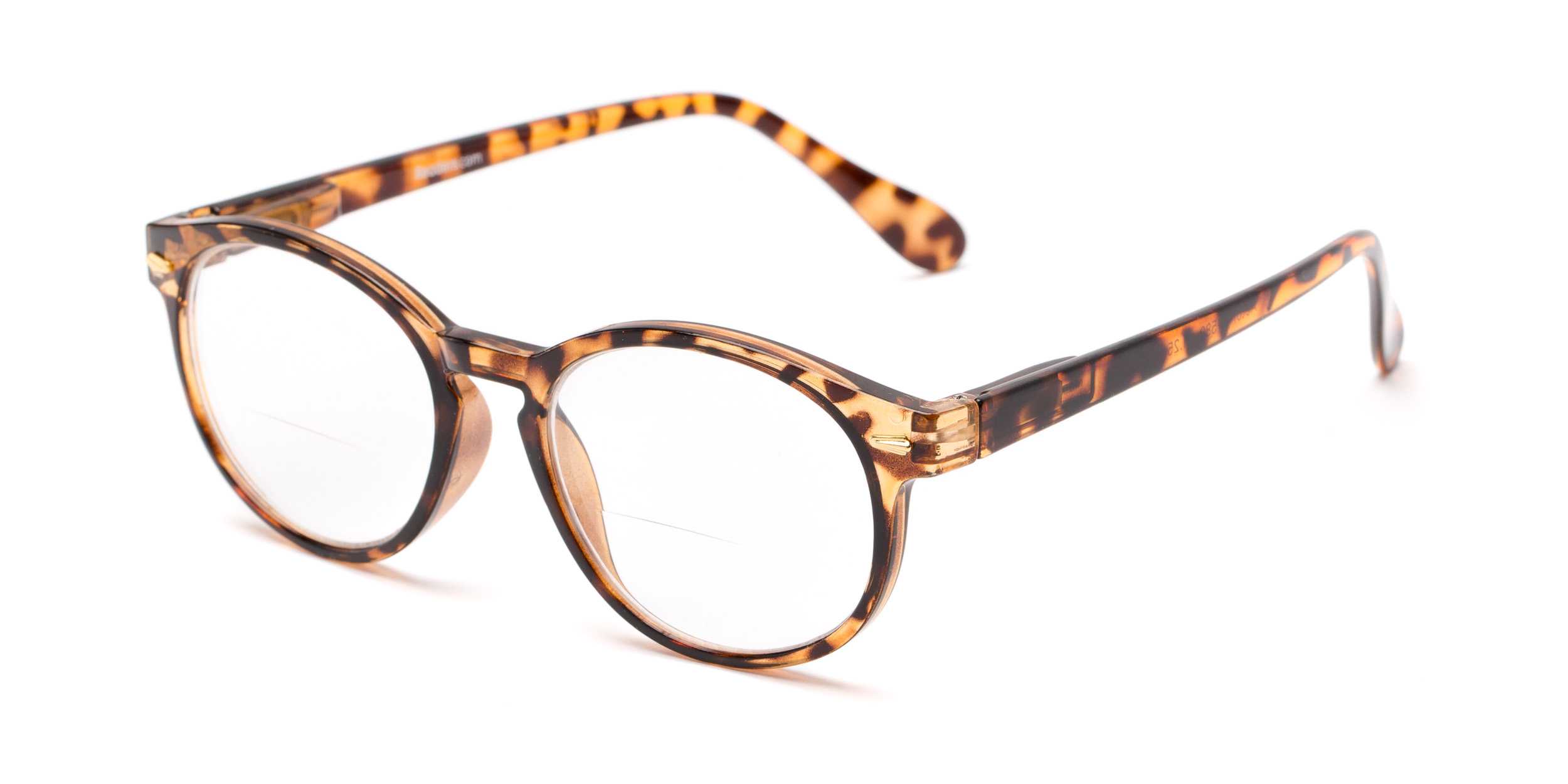 Round Bifocal Reading Glasses in Dark Brown Tortoise by Readers.com - The Actor - +1.75
