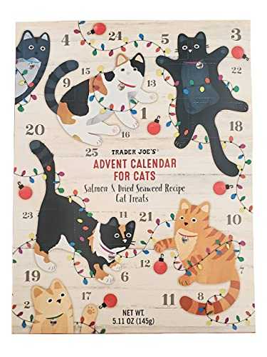 Trader Joe's Advent Calender for Cats Salmon & Dried Seaweed Recipe Cat Treats Christmas Holiday Pet Calendar - 5.11 oz. Box