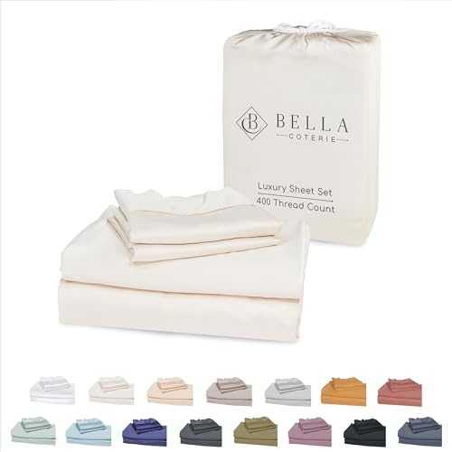 Bella Coterie Luxury Queen Size Bamboo Sheet Set | Organically Grown | Ultra Soft | Cooling for Hot Sleepers | 18" Deep Pocket | Viscose Made from Bamboo [Ivory]