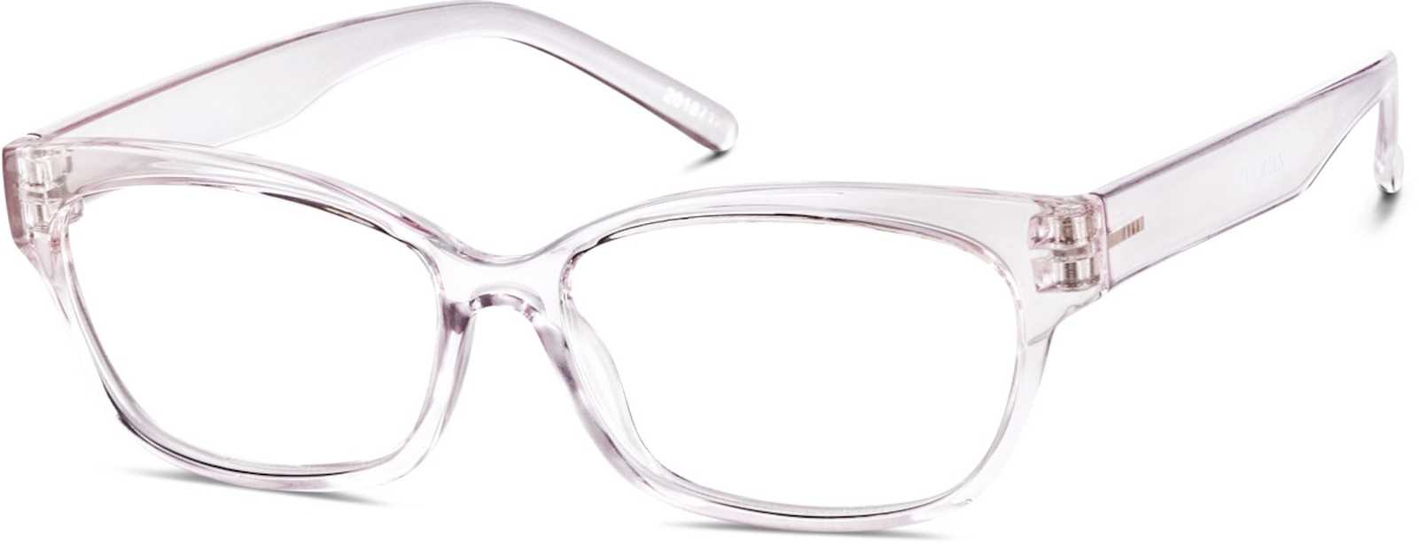 Zenni Women's Cat-Eye Prescription Glasses Translucent Pink Floral Plastic Full Rim Frame