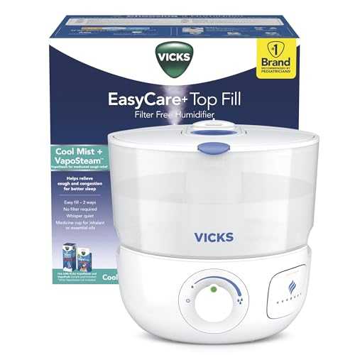 PUR Vicks EasyCare+ Top Fill Filter-Free Cool Mist Humidifier, Small Room–For Vapors 2 Ways –Works with Vicks VapoPads and VapoSteam, White