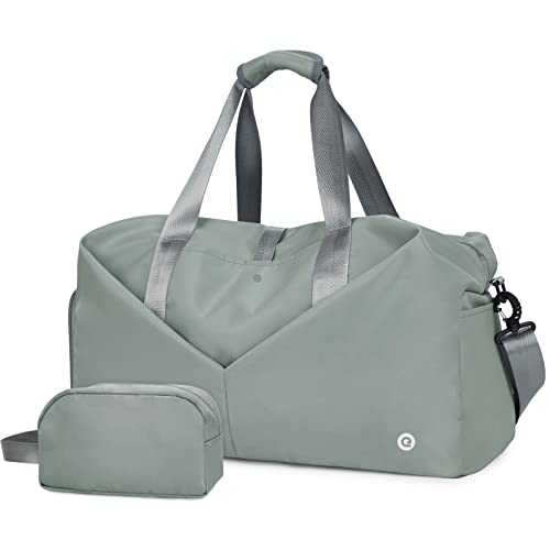 Ceneda 20" Gym Duffel Bag with Wet Pocket Shoes Compartment Portable Overnight Weekender Bag Travel bag Yoga Bag for Women (Celadon)