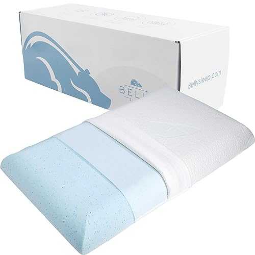 Belly Sleep Belly Pillow for Stomach & Back Sleeper - Thin, Flat, & Ergonomic Pillows for Sleeping and Cervical Neck Alignment - Cooling Gel Memory Foam Pillow with Cover - Stomach Sleeper Pillow