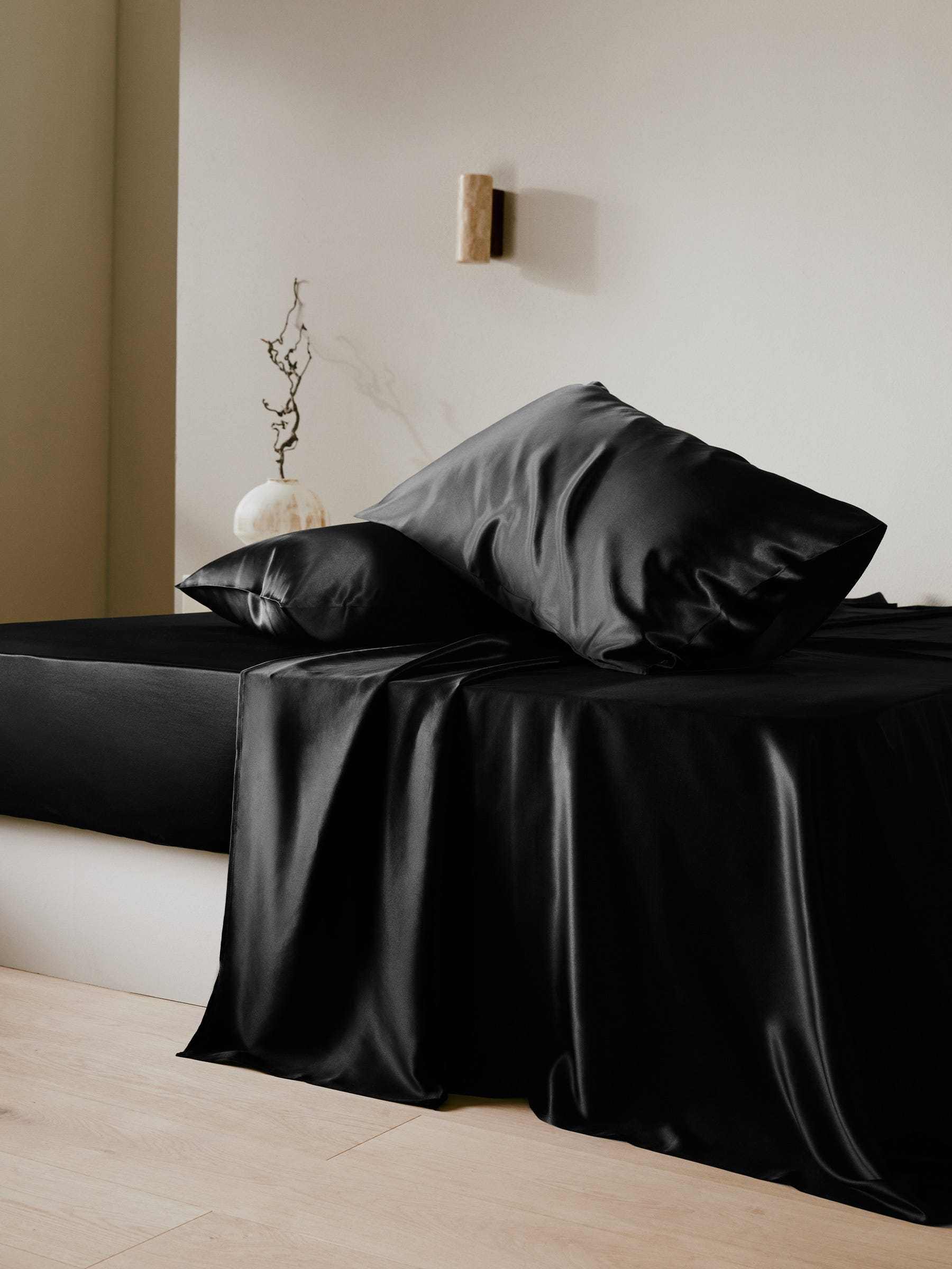 LILYSILK Silk Sheets OEKO-Tex 25 Momme Luxury Seamless BLACK