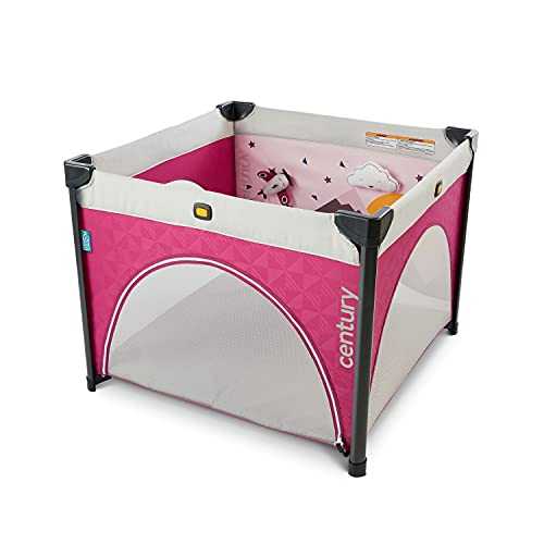 Century Play On 2-in-1 Playard and Activity Center | Playpen Includes Soft Toys and Zippered Door, Berry